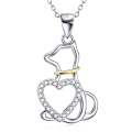 Collier coeur chien Pendentif bijoux 925 en argent sterling